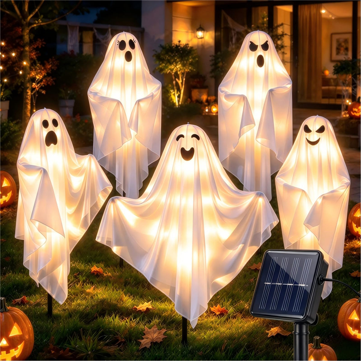 5 Pcs Halloween Decorations Outdoor - Solar Ghost Light for Yard Decor