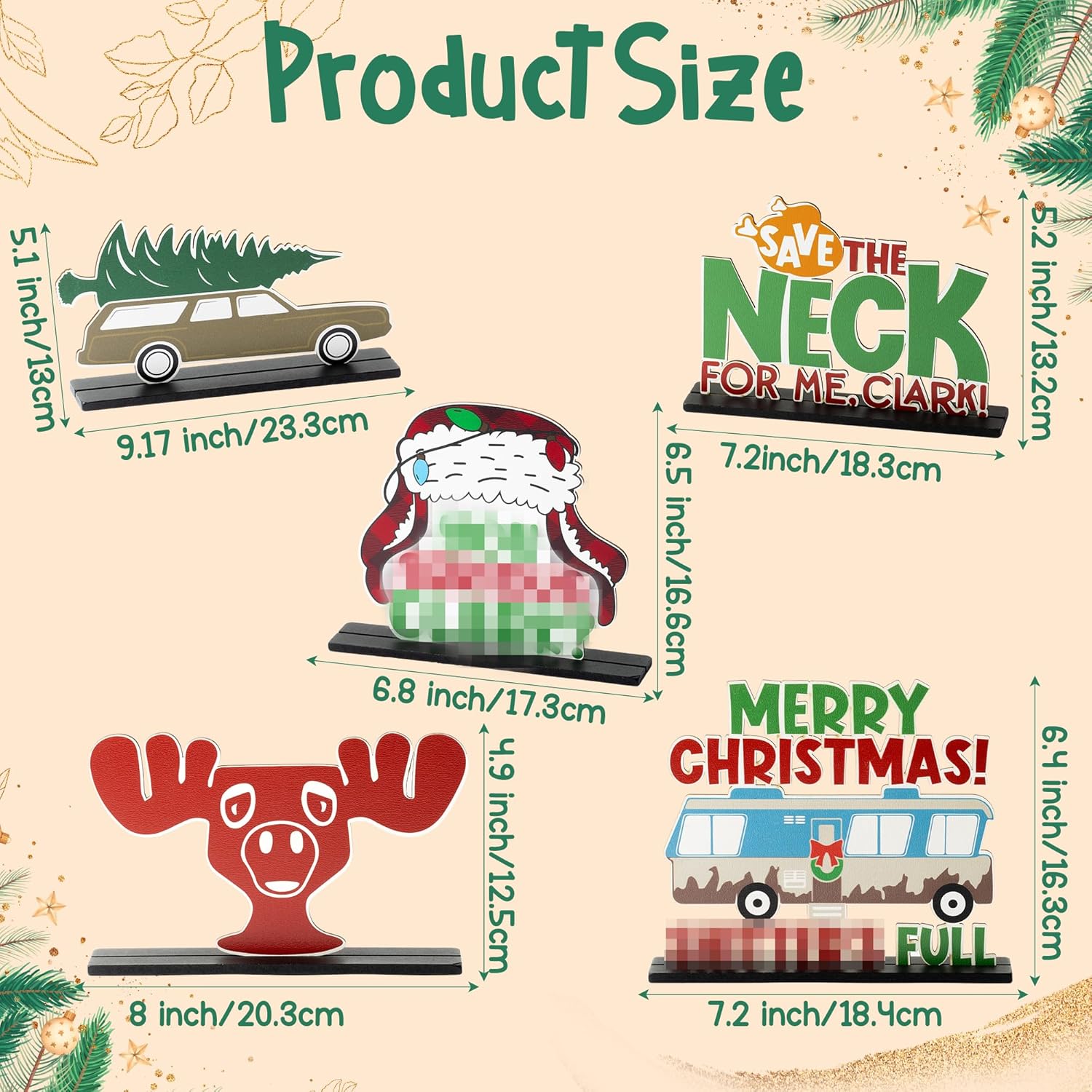 Christmas Wooden Table Centerpieces Decoration - 4Pcs Christmas Vacation Wood Desktop Removable Decor Sign Merry Christmas Gnome Ornaments For Christmas Winter Theme Party Decor Table Tier Tray