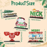 Christmas Wooden Table Centerpieces Decoration - 4Pcs Christmas Vacation Wood Desktop Removable Decor Sign Merry Christmas Gnome Ornaments For Christmas Winter Theme Party Decor Table Tier Tray