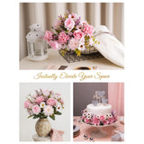 2 Bunches Pink Silk Artificial Flowers Bouquet For Home Décor, Roses, Chrysanthemums & Sunflowers Arrangement With Flexible Stems, Wedding Table Centerpieces
