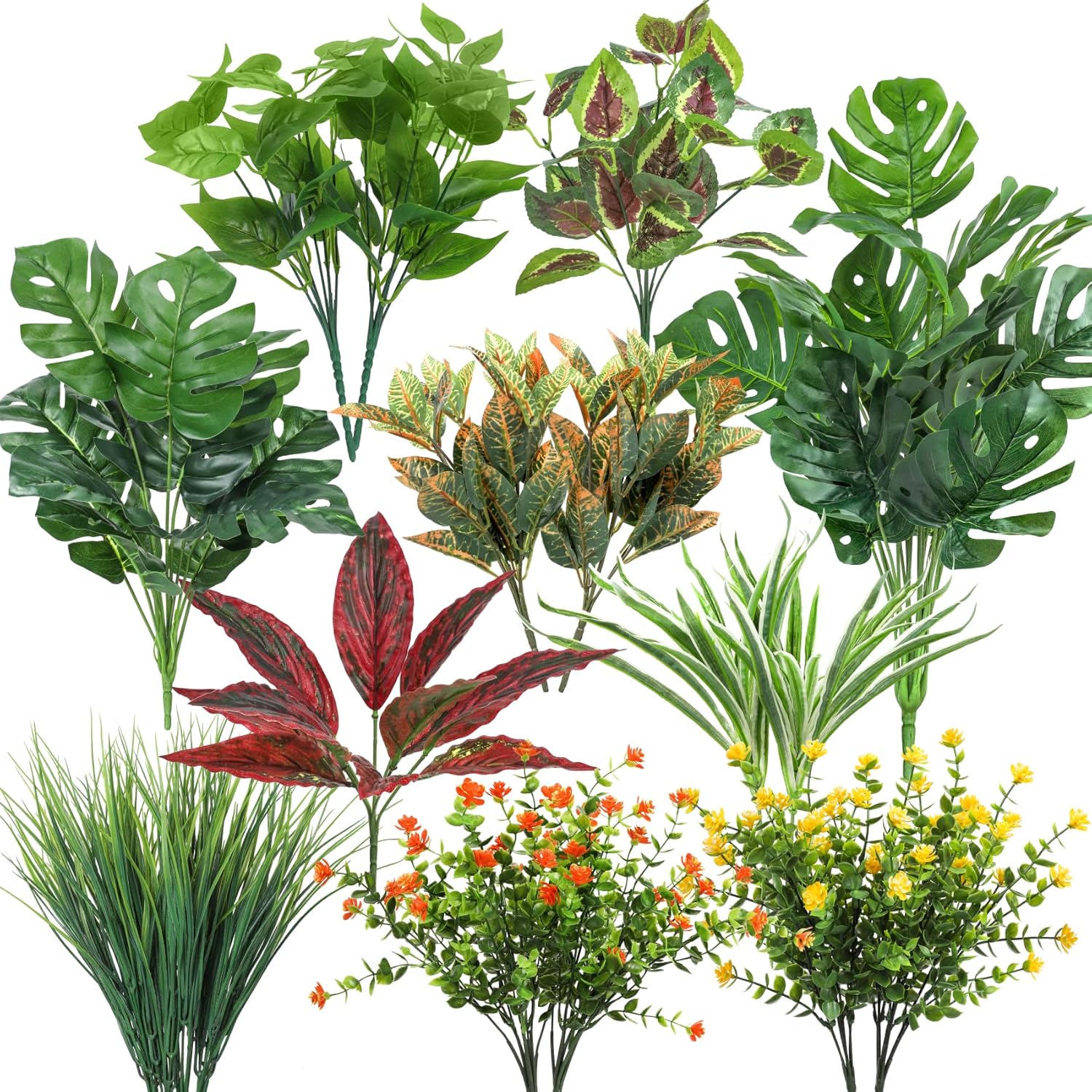 18 Pcs Artificial Plants Outdoor, Fake Boxwood Plants Uv Resistant Artificial Flowers Greenery Stems Faux Shrubs For Indoor Outdoor Porch Patio Garden Spring Summer Home Decor