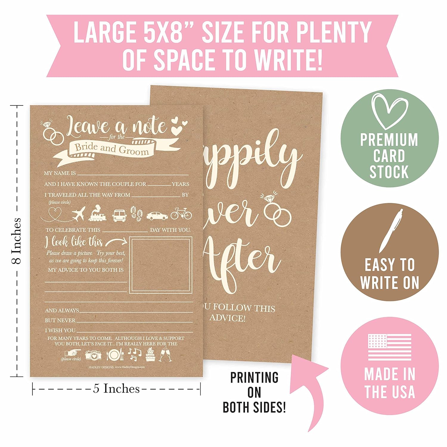25 Wedding Advice Cards For The Bride And Groom, Rustic Bridal Shower Games For Guests, Guest Book Alternative, Card Boxes For Reception, Advice For The Bride Shower Games