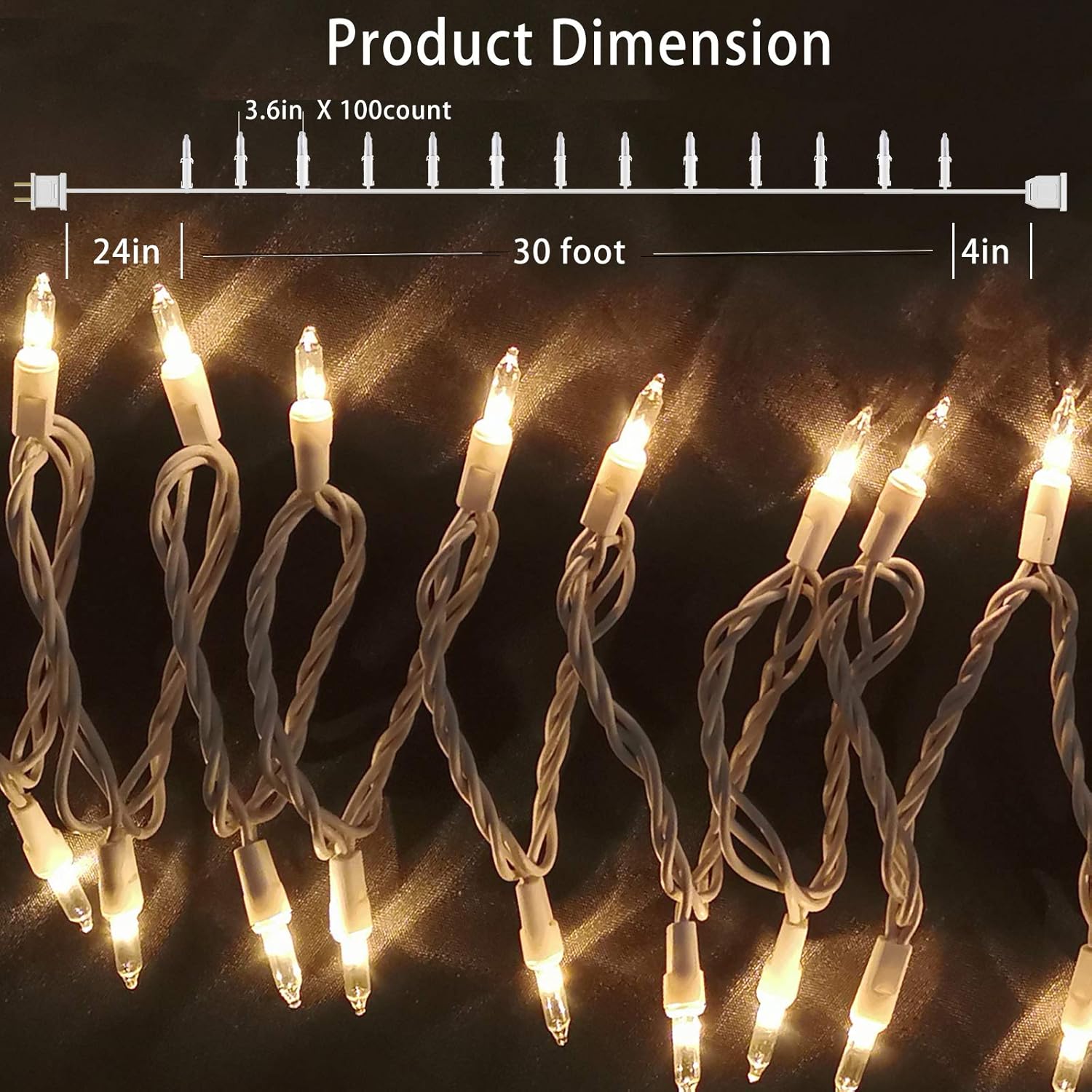 Christmas Lights 100 Count Mini Clear Lights 32Ft White Wire Christmas Tree String Lights Set For Outdoor Indoor Christmas Decorations Wedding Valentines Day Decor,Ul Certified (32Feet)