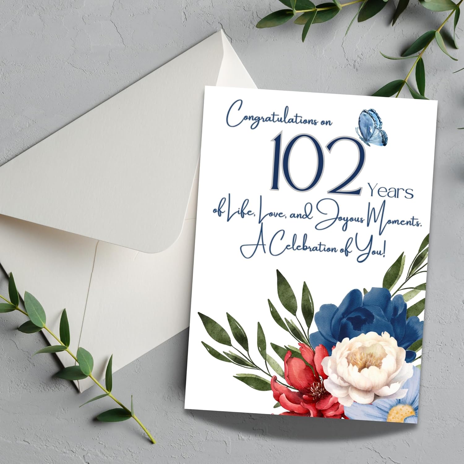 102Nd Birthday Card, 102 Years Old, Milestone Greeting Card