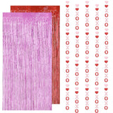 12 Pcs Valentines Day Decorations For Home, 8 Pcs Xoxo Garland Banner & 4 Pcs 3.3 X 6.6 Ft Tinsel Backdrop Fringe Curtains For Valentine'S Day