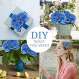 Artificial Flower Heads - 20 Pcs Fake Orchid Flowers Heads Faux Butterfly Heads For Hair Accessories Wedding Favors Cakes Decoration Wreaths - Blue