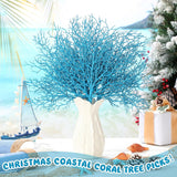 6 Pcs Blue Coastal Ornaments For Christmas Tree Pick 16.9 Inch Coral Coastal Ocean Branch Picks Xmas Artificial Flowers Tree Filler Twigs For Wreath Vase Gift Display