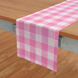 Linen Checkered Table Runners 90 Inches Long - 100% Pure Linen Pink Begonia Buffalo Plaid Table Runner 14 X 90 Inch Ideal For Dining, Valentines