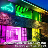 100FT RGB LED Neon Rope Lights App & Remote Control 24V IP65 Waterproof Flexible Strip Lights