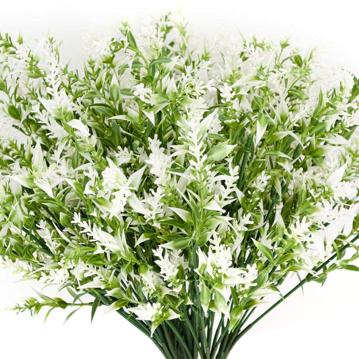 10 Pcs Artificial Flowers Artificial Greenery Lavender Fake Flowers Uv Resistant Shrubs Artificial Plants For Indoor Outside Garden Home Wedding Farmhouse (White)