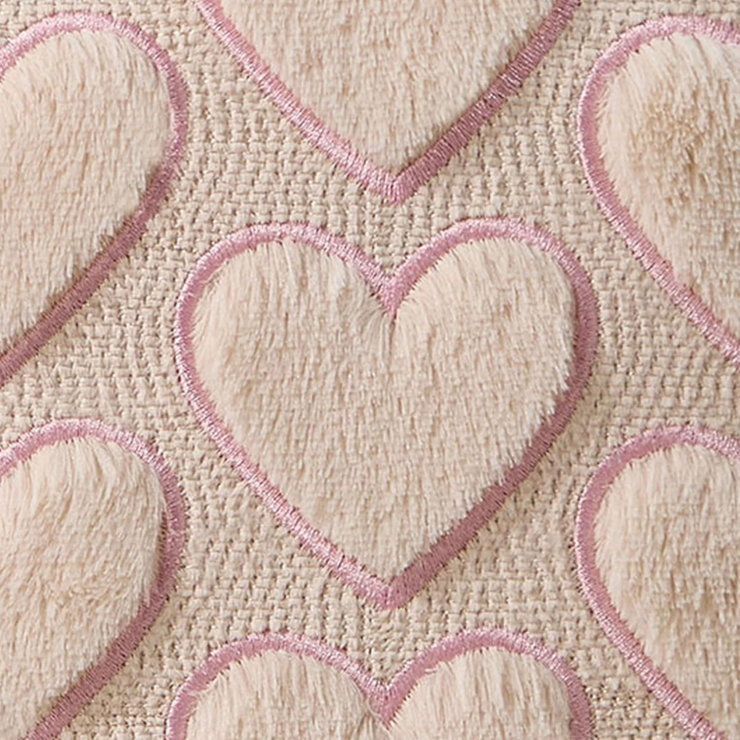 Valentines Pillow Covers 20X20 Inch Set Of 2 Valentines Day Decoration Pink Embroidery Beige Heart Soft Plush Faux Fur Jacquard Throw Pillows For Bedroom Sofa Holiday Home Decor Ptk074B20
