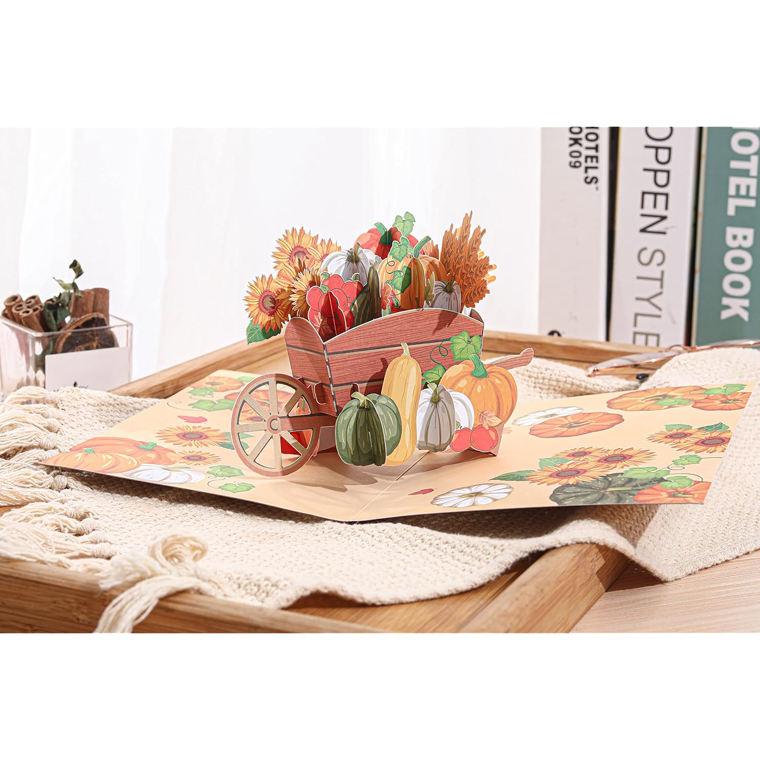 Pumpkin Harvest 3D Pop Up Thanksgiving Card, Autumn, Halloween, Sunflower, Fall For Family, Parents, Grandma, Women, Mom