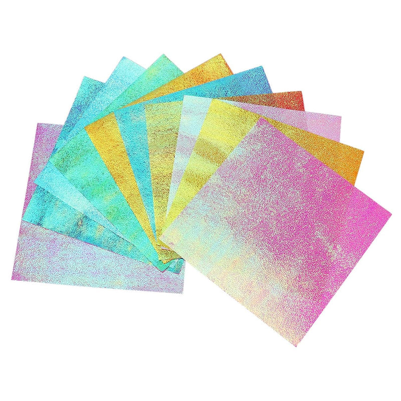 50 Sheet Shiny Origami Paper - 10 Colors Square Iridescent Paper Origami Paper