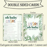 Baby Shower Games Boy, Safari Jungle Animal Oh Baby True Or False, 30 Double-Sided Fill In Game Cards & 1 Answer Card For Woodland Gender Reveal Party Favor Supplies - B04