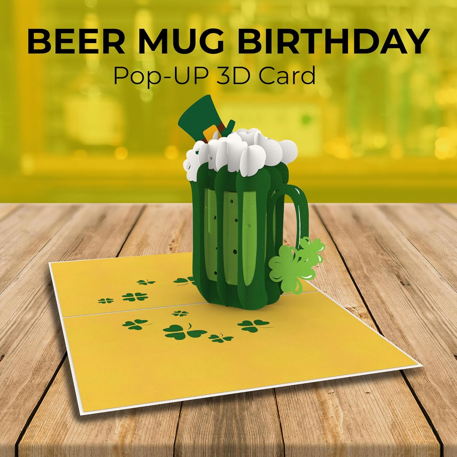 St. Patrick'S Birthday 3D Pop Up Card – Fun Green Clover Celebration, Irish Themed Bday Greeting For Friends & Family, Shamrock Surprise Present, 6"X8" With Envelope