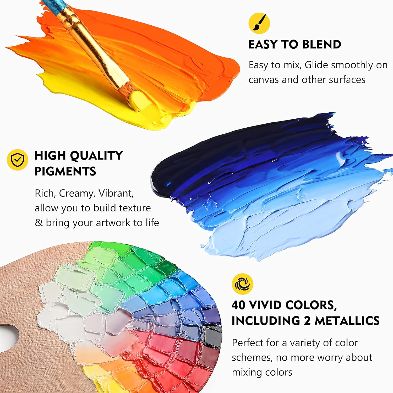Oil Paint, 40Pcs (18Ml/0.6Oz), Rich Pigments, Vibrant, Non Toxic Paints For Professional Artist, Hobby Painters & Kids, Ideal For Canvas Painting, Packaged In Exquisite Box For Gift