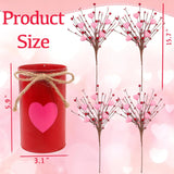 Cute Valentine'S Day Decorations, Artificial Pink Heart Shaped Berry Stems With Metal Pot, Valentines Decor For Table Mantel, Valentines Day Floral Picks For Home School Office Party Wedding