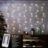 8 Modes Christmas Curtain String Lights With Snowflake And Star, Usb Plug In Wall Lights Christmas Decorations Indoor, X