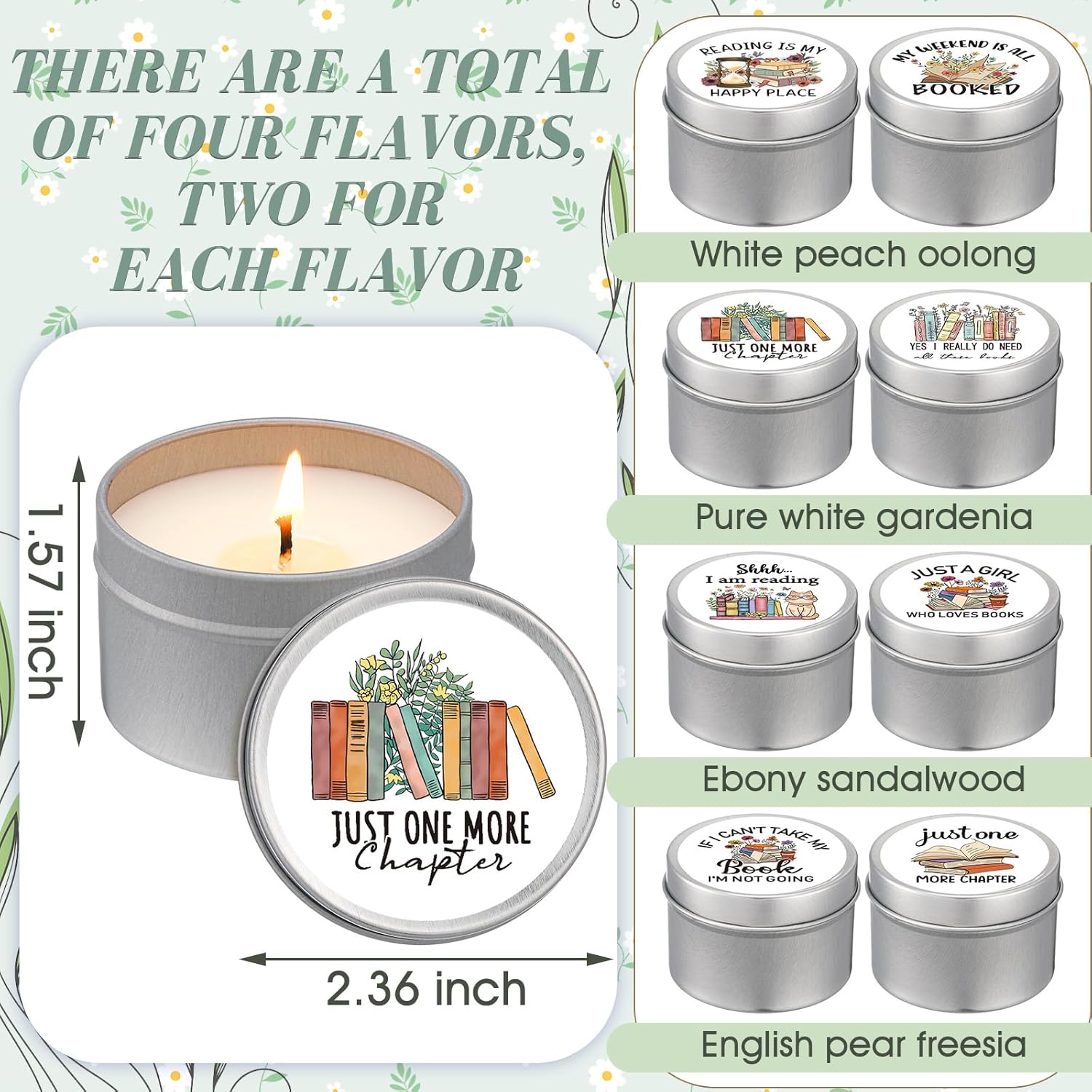 8 Pcs Book Lover Candles Club Gifts 4 Oz Scented Candle Reading Time Natural Soy Wax Candles For Book Lovers Librarian Bookish Club Gifts (Stylish Style)