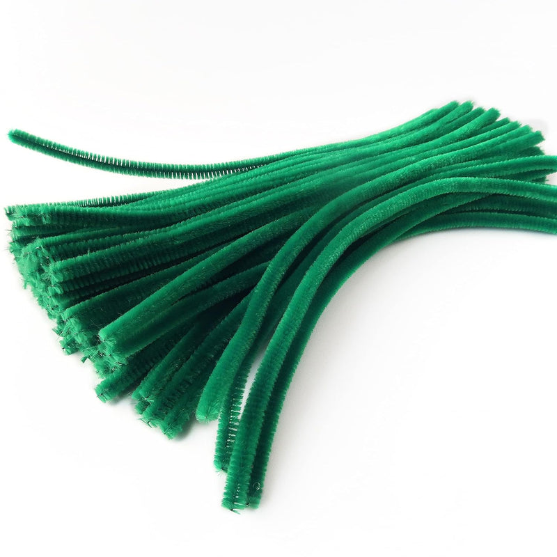 100 Pieces 7Mm X 12 Inch Pipe Cleaners, Thick Fuzzy Dark Green Chenille Stems