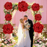 3 Pcs Valentine Giant Artificial Flowers Decoration 16, 20, 24 Inch Large Rose Petals Giant Flowers Large Red Rose For Wedding, Home Decor, Anniversary Birthday Valentine'S Day