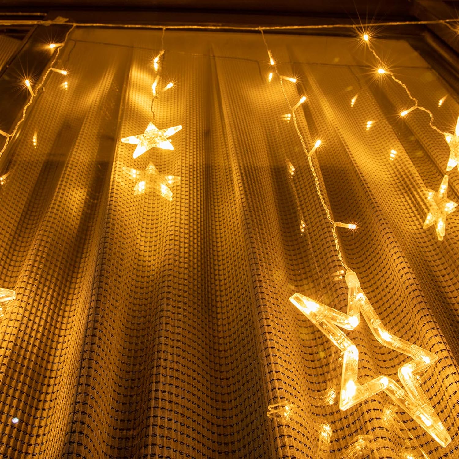 12 Stars 138 Leds Fairy Lights Star String Lights Star Curtain Lights 8 Modes For Christmas Wedding Home Garden Bedroom