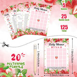 145 Pcs Baby Shower Games Activities Cards With 20 Pencils Includes Baby Bingo Description And Wishes Guess Who Price Is Right Word Scramble Game(Strawberry)
