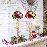 Artificial Flower Centrepieces For Tables - 6 Pcs Burgundy & Dusty Rose & Creamy White Fake Flowers Roses Balls 9.5In Diam - Silk Faux Rose Arrangement For Wedding Party Centerpiece Table Decor