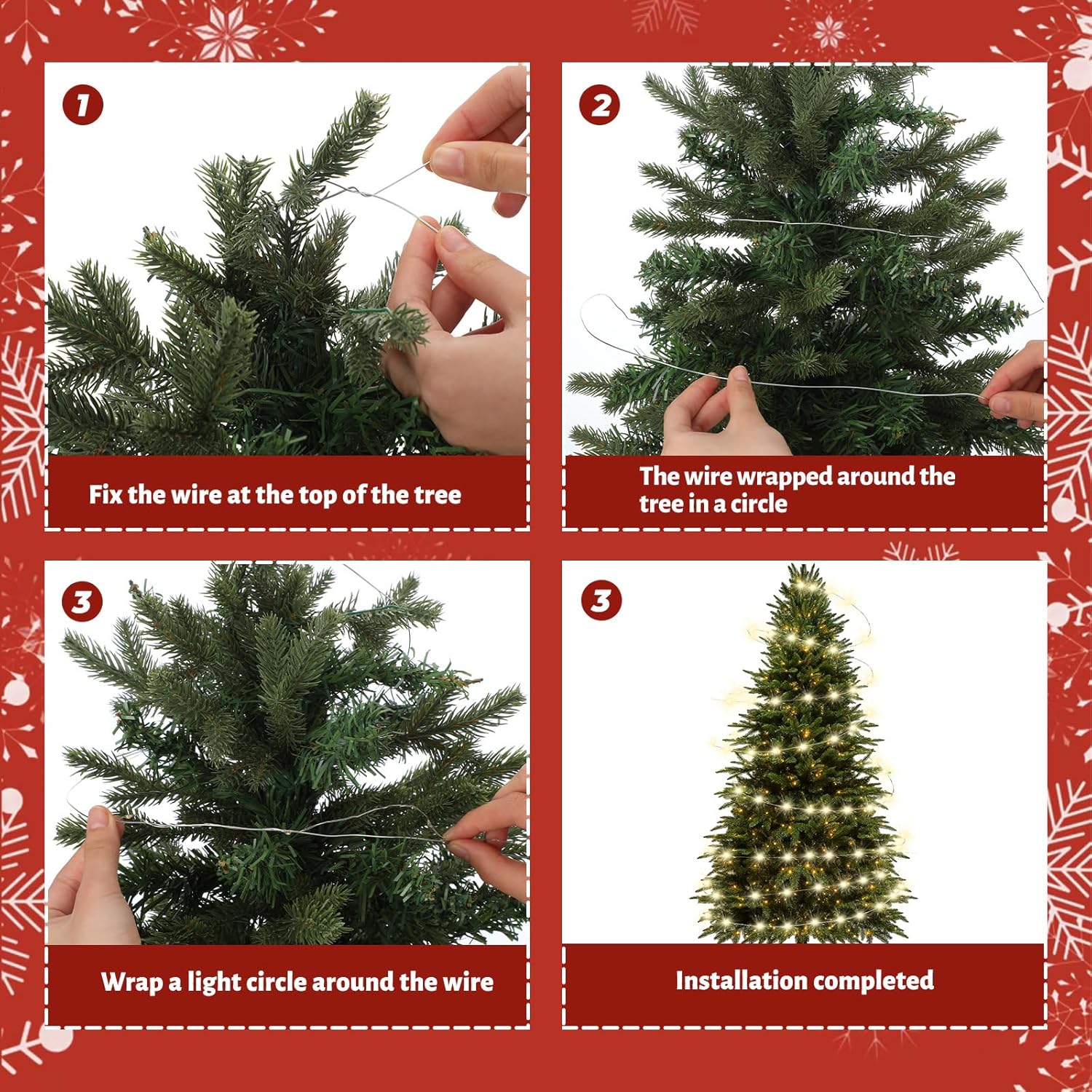 Christmas Lights 33Ft 100 Led Warm String Fairy Twinkle Lights With Flexible Iron Wire For Indoor Outdoor Christmas Tree