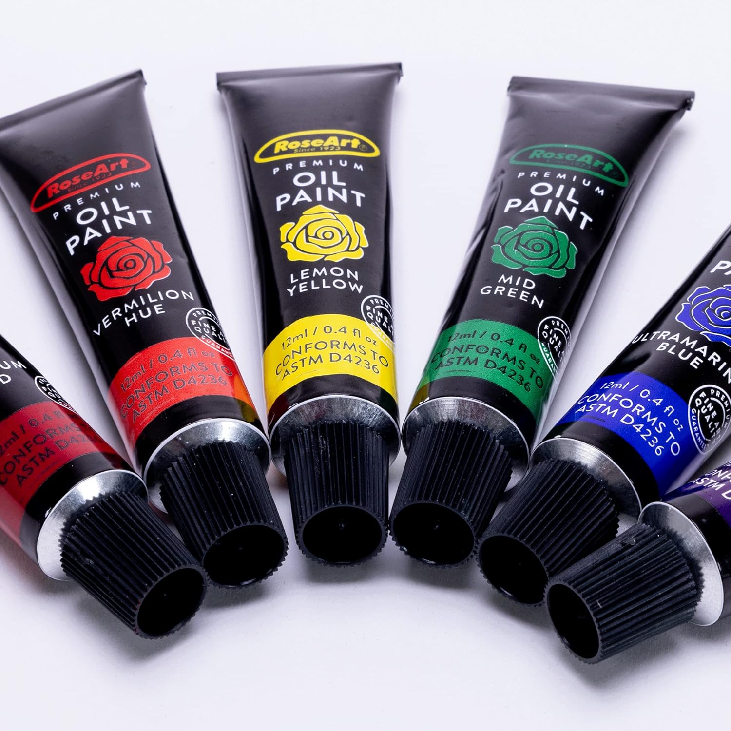 RoseArt Premium Oil Paint - Set 12 Colors, Maximum Strength Pigmented Oil Paints for Professionals, Students,