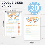 Guess Who Mommy Or Daddy & Guess Who Mommy Best Theme Baby Shower Game Activities-30 Retro Sunshine Game Cards(5X7”) For Boys & Girls-Baby Shower Party Supplies & Decorations-A02