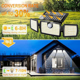 2 Pack 2500LM Solar Flood Lights 270° Wide Angle 3 Head Motion Sensor Security Lights