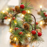 Pine Cone Christmas String Lights, Total 6.5Ft 20Led Battery Operated Christmas Garland With Red Berry Pine Cone Fairy S