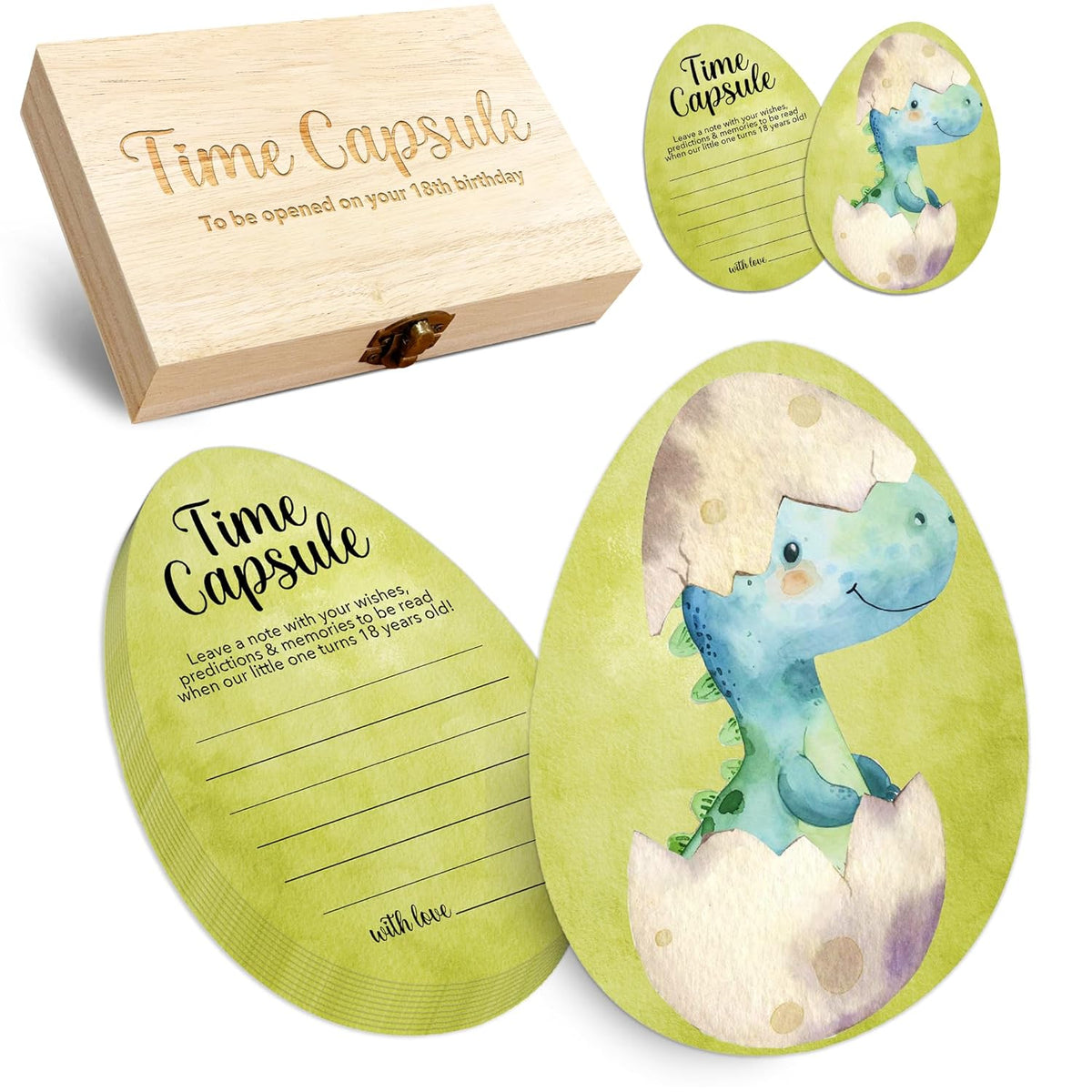 Baby Time Capsule Box 1St Birthday - Time Capsul For First Birthday Party Games, Guest Messages & Milestone Memories For Baby Boy Or Girl, 50 Pcs Dragon Egg Theme Cards -A04