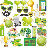 24 Pcs Tennis Photo Booth Props Kit, Sport Themed Birthday Party Selfie Decorations, Game Day, Baby Shower Kids Boys Men Birthday Party Photography Supplies