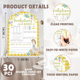 Floral Baby Predictions And Advice Cards - 30Pcs Duck Gender Reveal Games For Guests, 5 X 7 In Baby Shower Activities For Guests, Gender Neutral Decor Table Decorations For New Parents-Yellow