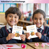 Bee Valentines Day Cards Gifts For Kids School, 24 Pack Bee Valentine Classroom Exchange Cards For Boys Girls