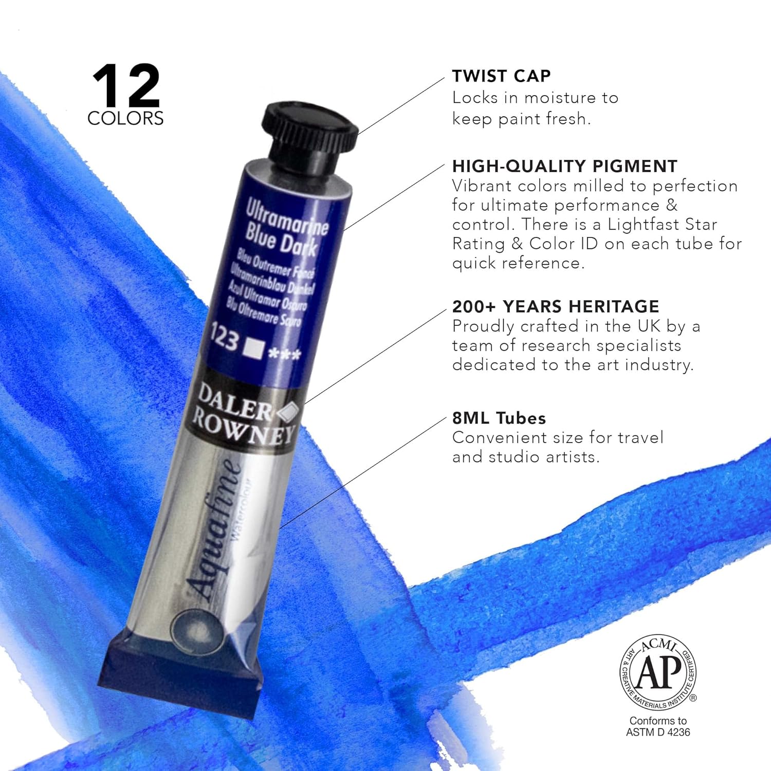 Aquafine Watercolour Introduction Set-12 X 8 Ml Tubes, Assorted