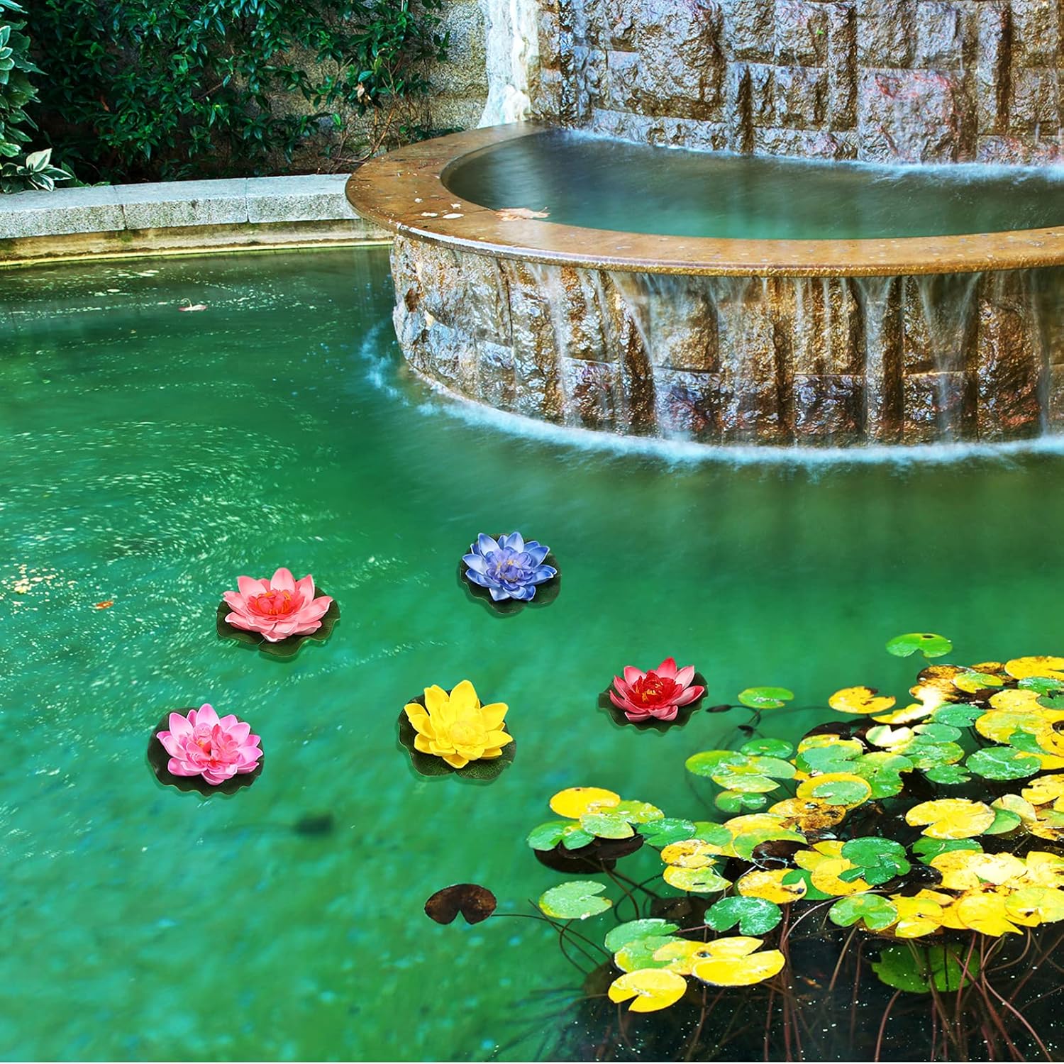 Artificial Floating Water Lily Lotus Flower Pond Decor 3.94 Inch Simulated Lotus For Garden Home Patio Water Feature Decoration