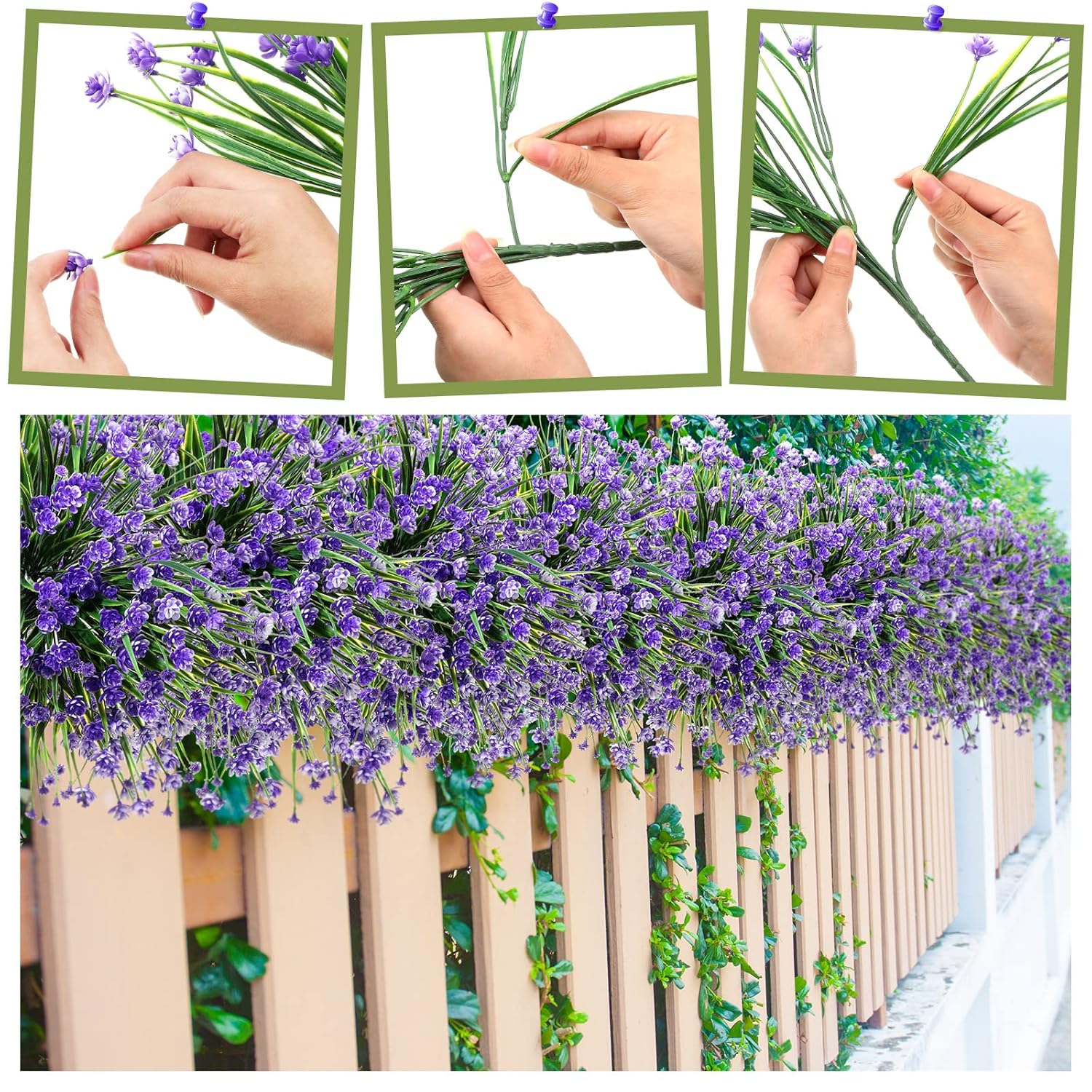 40 Bundles Outdoor Artificial Flowers Uv Resistant Faux Outside Plants Flowers Fake Plastic Plants For Outdoor Spring Summer Seasons Decoration Shrubs Garden Porch Box(Purple)