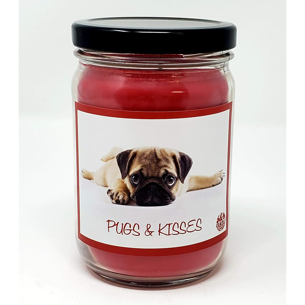 Sugar Cookies Candle ~ Pugs & Kisses Candle ~ All Natural Premium Soy Wax 12Oz Candle ~ Pug/Puggle Puppy Lovers Gift ~ Made In Usa By (Red Sugar 12Oz Glass)