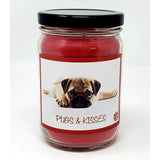 Sugar Cookies Candle ~ Pugs & Kisses Candle ~ All Natural Premium Soy Wax 12Oz Candle ~ Pug/Puggle Puppy Lovers Gift ~ Made In Usa By (Red Sugar 12Oz Glass)