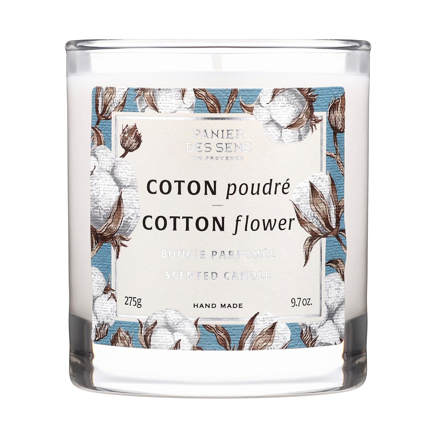 Panier des Sens – Cotton Scent – Long Lasting Scented Candle for Home Decor – Gift Idea – 100% Natural Cotton Wick – Premium Wax Blend – Large Candles – Home Gifts – French Craftsmanship - 9.7oz