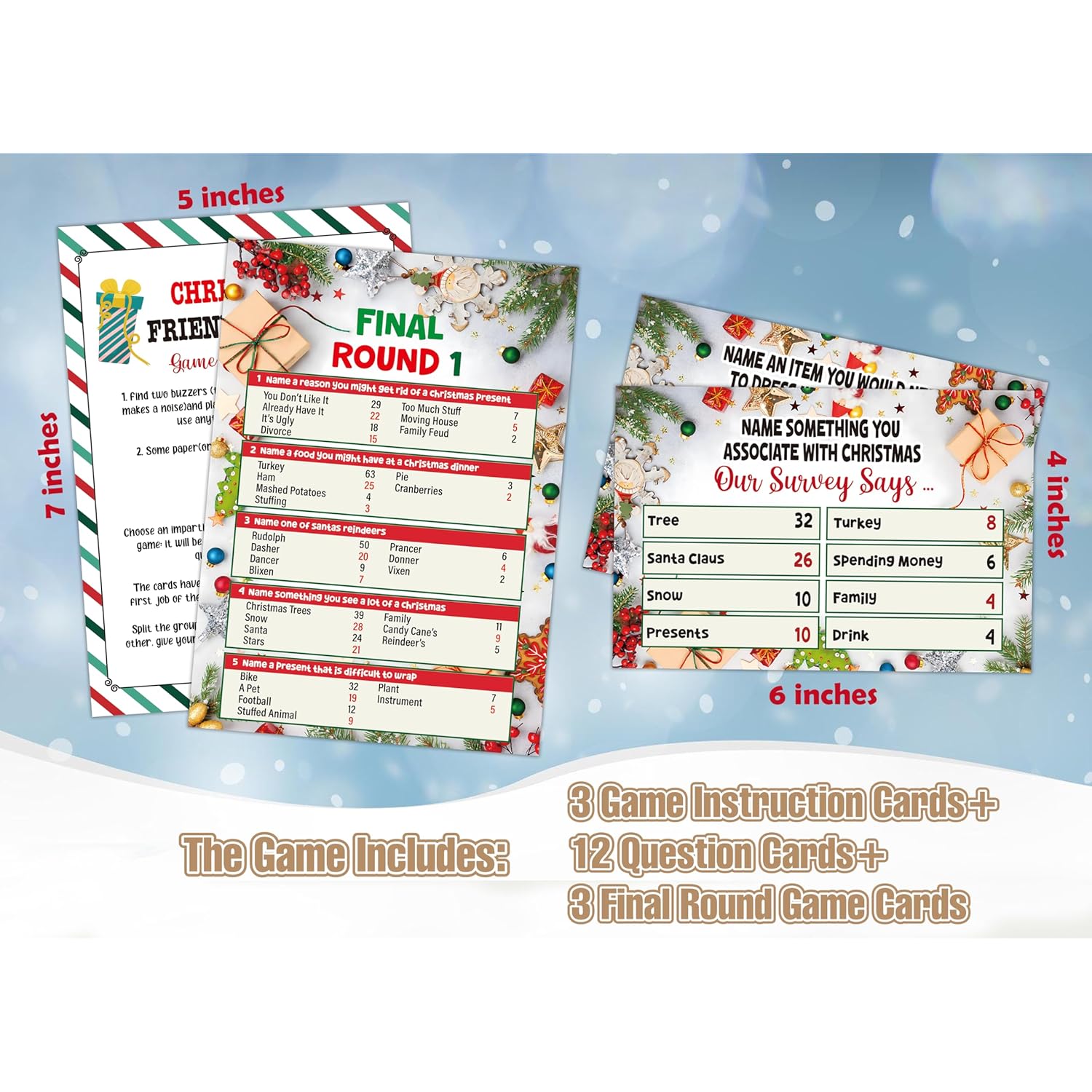 Christmas Friendly Feud Quiz, Friendly Feud Games, Feud Trivia Quiz, Family Activity, Family Games For Game Night, Baby Shower Game, Xmas Gifts Holiday Party Game And Activity Supplies(Z006)