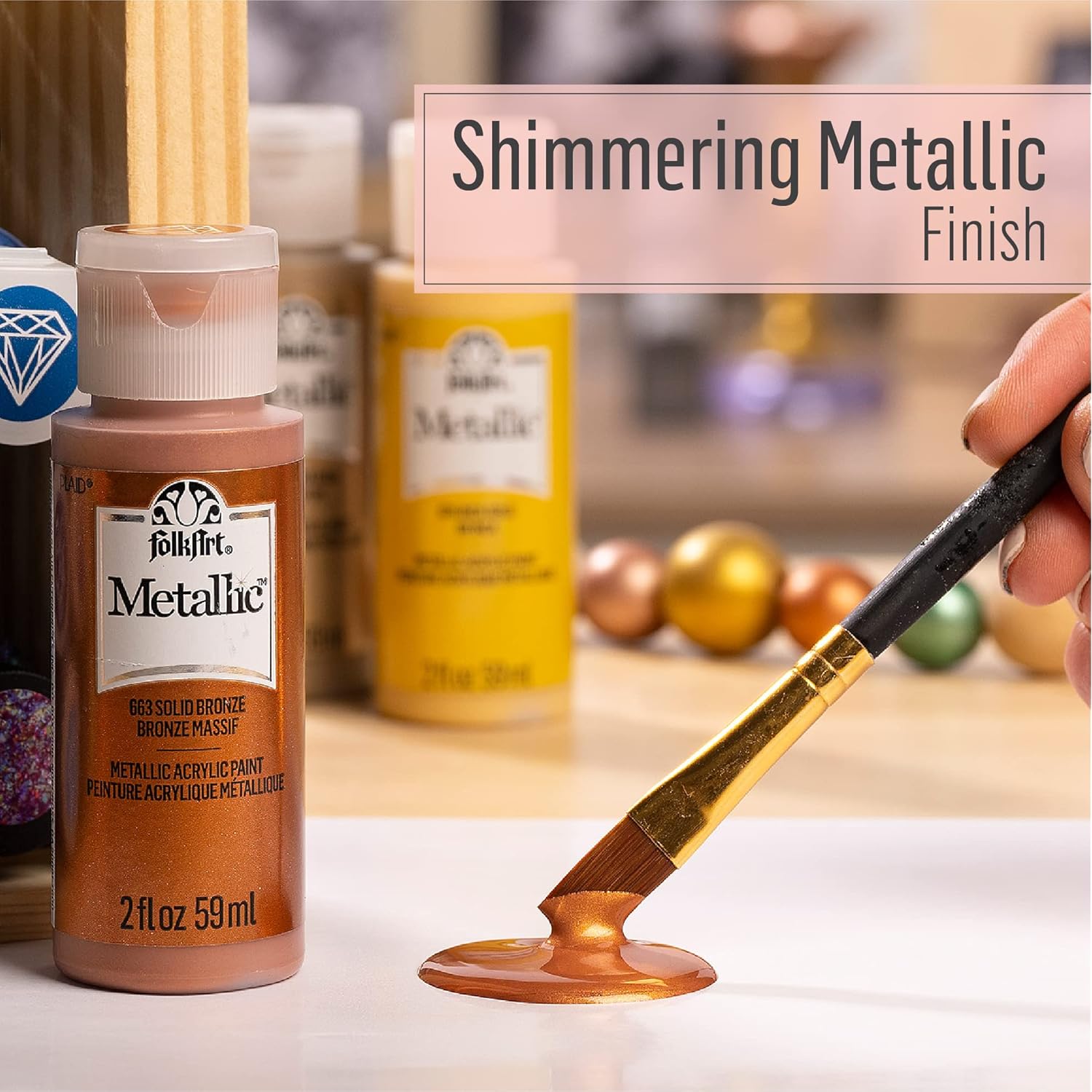 FolkArt Paint, 8 oz, Metallic Rose Gold