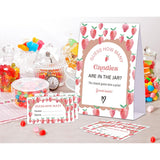 Strawberry Baby Shower Game, Guess How Many Candies Are In The Jar, Pack Of 1 Sign And 50 Guessing Cards, Baby Shower Decoration, Gender Neutral - 11