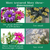 6 Bundles Artificial Flowers For Outdoors Uv Resistant Wildflowers Fake Daisy Silk Faux Flowers For Porch Balcony Patio Garden Home Kitchen Table Decor (Mix Rose Red Purple)