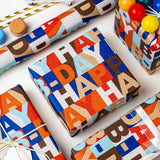 Happy Birthday Wrapping Paper Roll, Colorful Kraft Birthday Gift Wrap For Men Boys Girls Women 17 In X 16.5 Ft