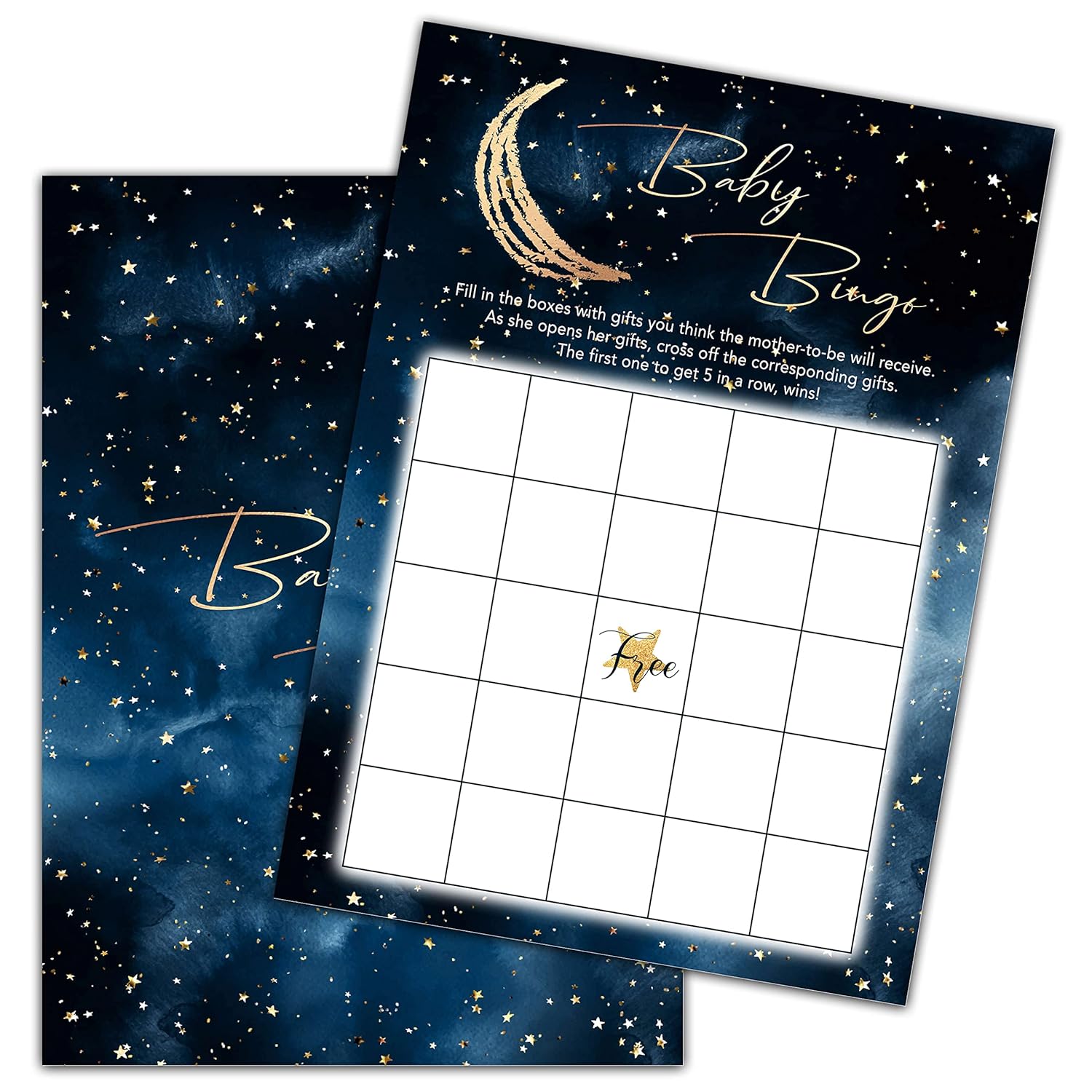 Over The Moon Baby Shower Game, Baby Shower Bingo Party Game, Twinkle Little Star Theme Gender Reveal Party Games, Baby Shower Party Activities & Decorations -30 Game Cards(09)