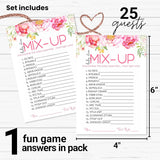 Floral Baby Shower Word Scramble Game Cards - 25 Pack - Rustic Prize Game For Baby Showers - Fun Unscramble Activity - Cute Guest Party Game Ideas